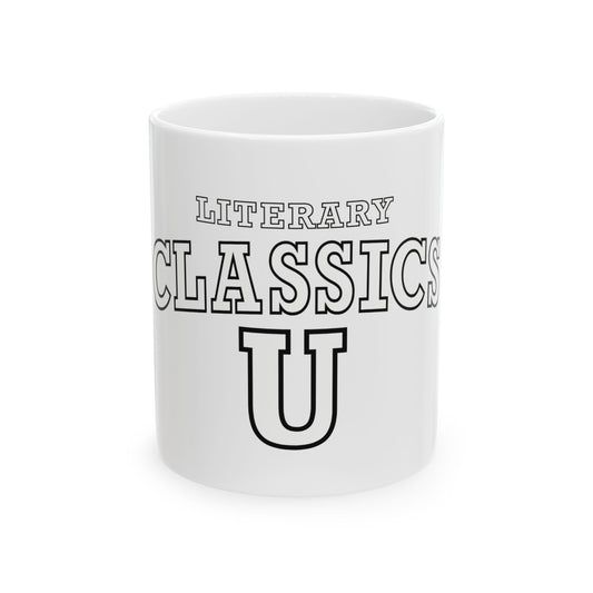 Literary Classic U - Ceramic Mug - Black and White - Bookish Nostalgia 