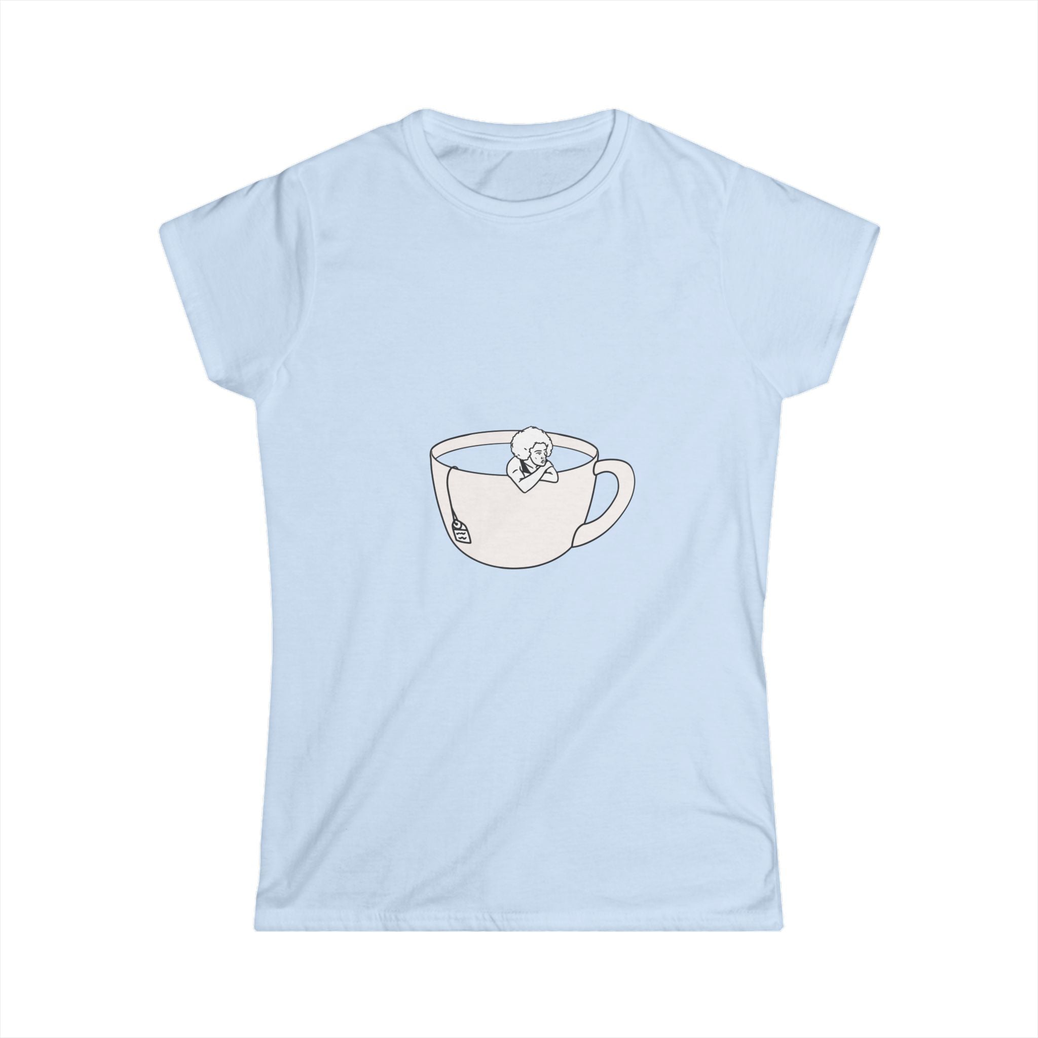 Hot Tub of Tea - Women's Softstyle Tee - Light Blue - Bookish Nostalgia