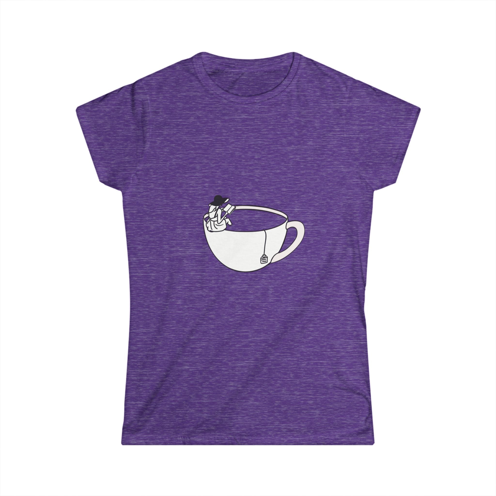 Hot Tub of Tea & Books - Women's Softstyle Tee - Heather Purple - Bookish Nostalgia