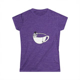 Hot Tub of Tea & Books - Women's Softstyle Tee - Heather Purple - Bookish Nostalgia