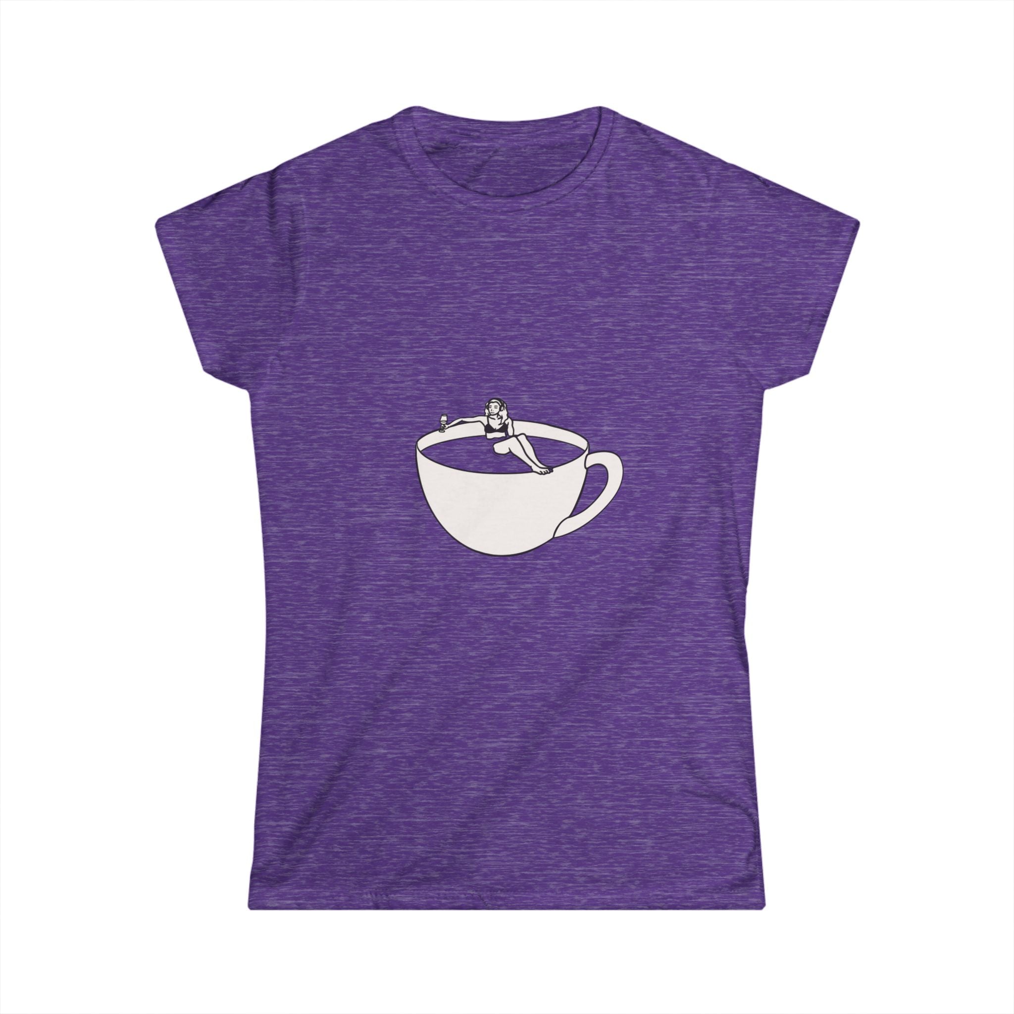 Hot Tub of Coffee Design - Women's Softstyle Tee - Heather Purple - Bookish Nostalgia