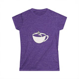 Hot Tub of Coffee Design - Women's Softstyle Tee - Heather Purple - Bookish Nostalgia