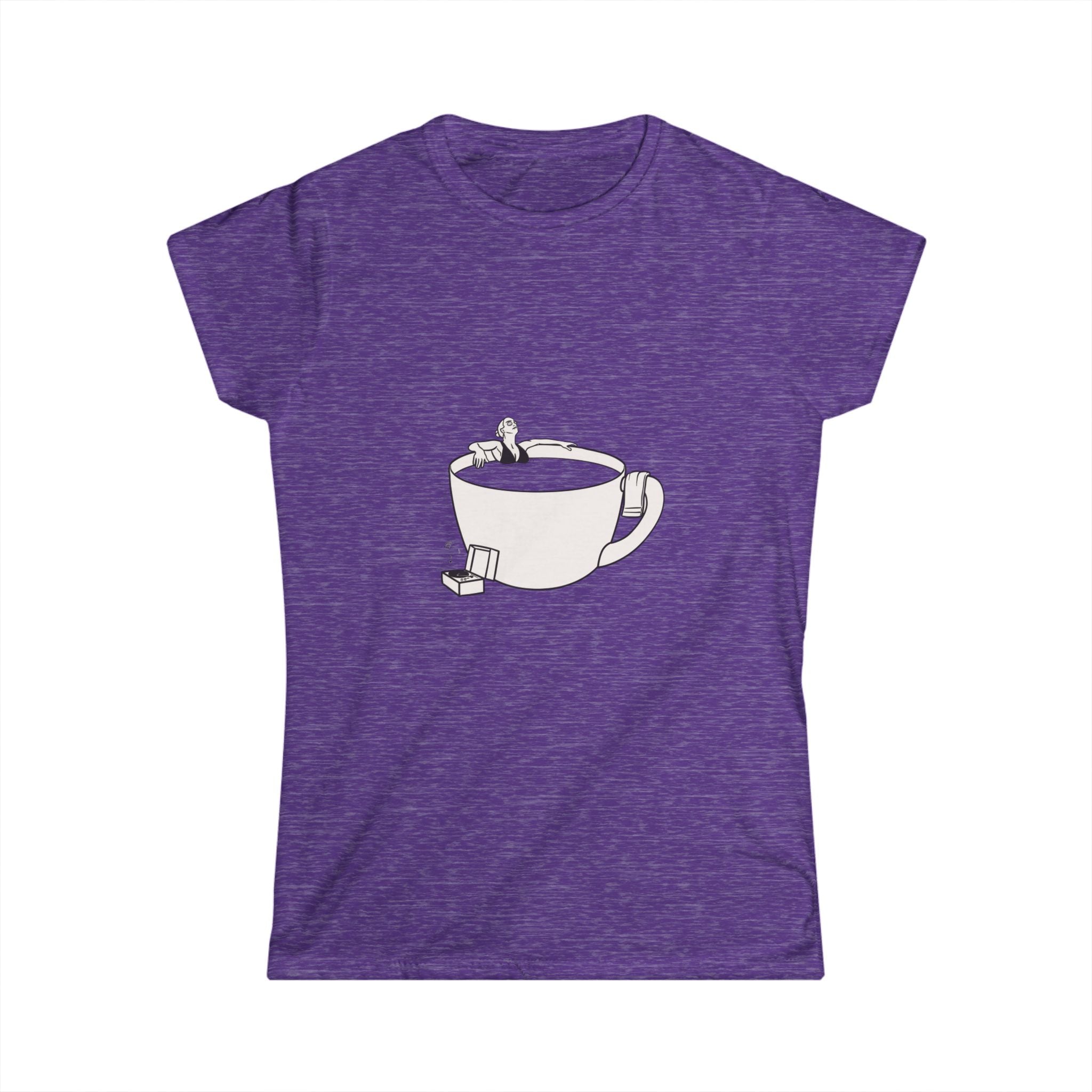 Hot Tub of Coffee & Music - Women's Softstyle Tee - Heather Purple - Bookish Nostalgia