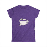 Hot Tub of Coffee & Music - Women's Softstyle Tee - Heather Purple - Bookish Nostalgia
