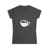 Hot Tub of Coffee Design - Women's Softstyle Tee - Dark Heather - Bookish Nostalgia