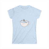 Hot Tub of Coffee Design - Women's Softstyle Tee - Light Blue - Bookish Nostalgia