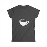 Hot Tub of Tea & Books - Women's Softstyle Tee - Dark Heather - Bookish Nostalgia