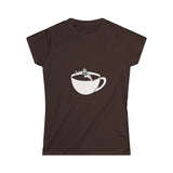 Hot Tub of Coffee Design - Women's Softstyle Tee - Dark Chocolate - Bookish Nostalgia