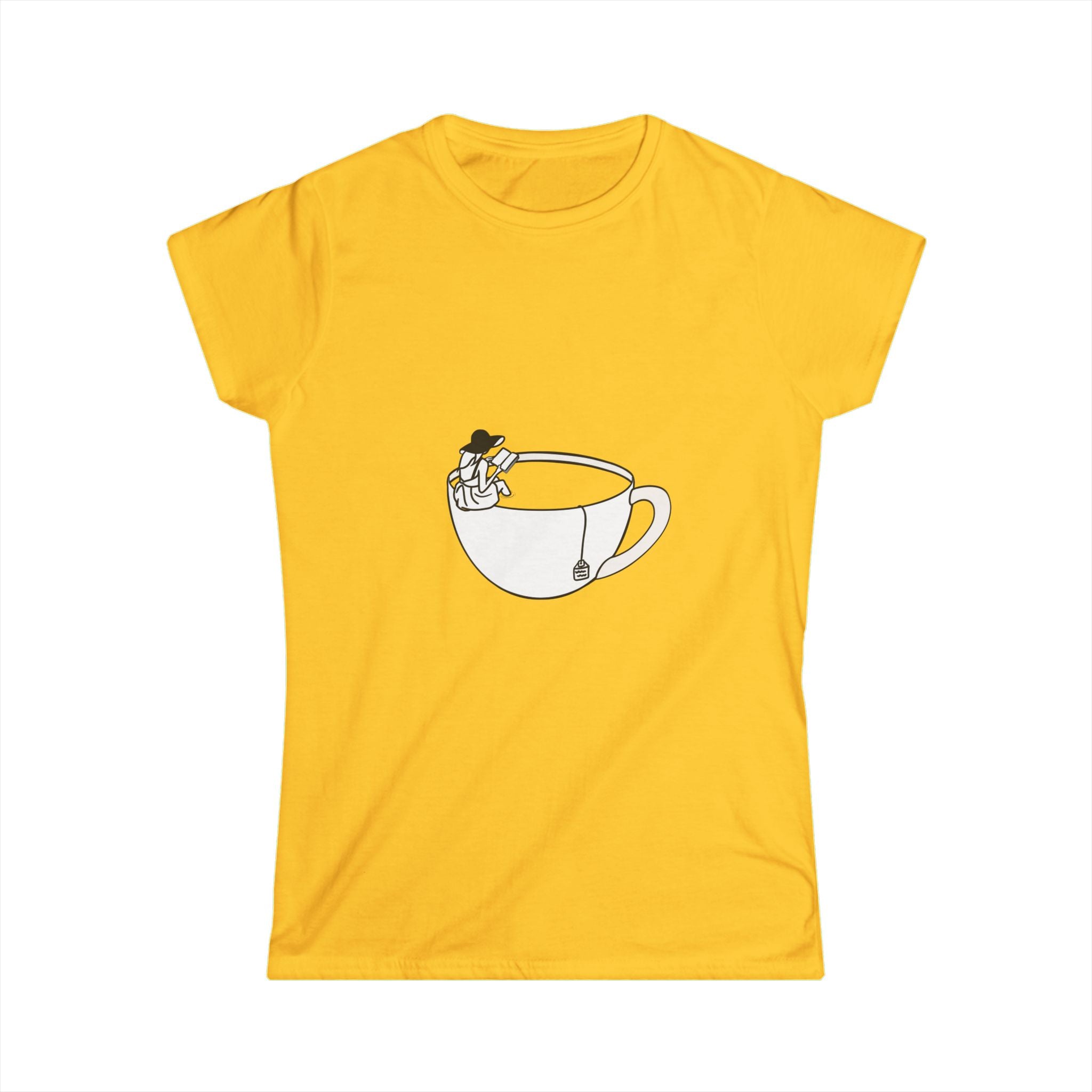 Hot Tub of Tea & Books - Women's Softstyle Tee - Daisy - Bookish Nostalgia