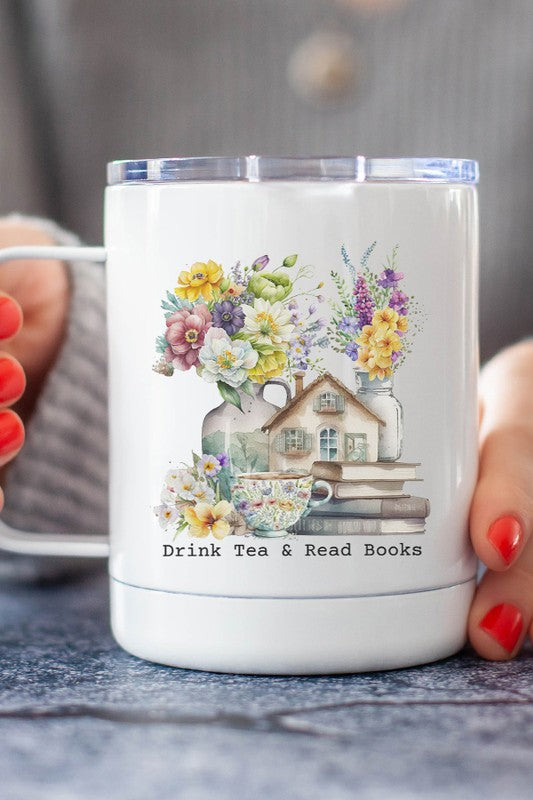 Drink Tea & Read Books Stainless Steel Cup | Bookish Nostalgia