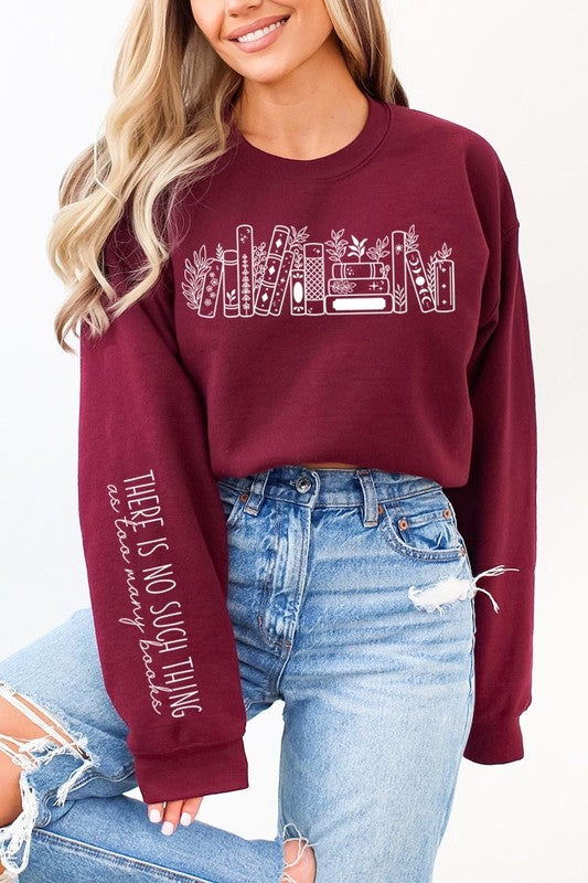 Celestial Floral Books Graphic Sweatshirt | MAROON | Bookish Nostalgia
