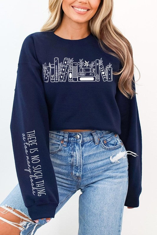 Celestial Floral Books Graphic Sweatshirt | Navy | Bookish Nostalgia