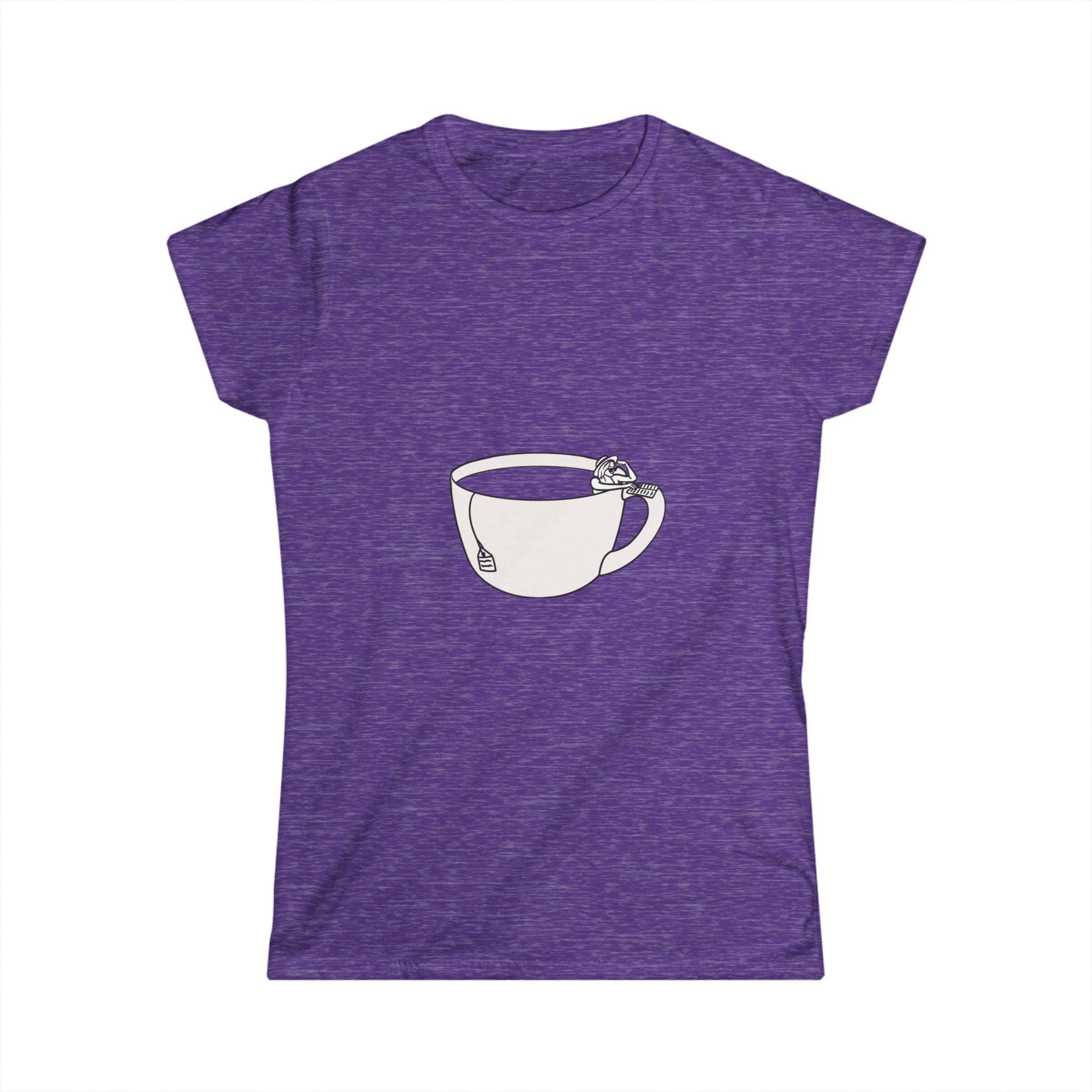 Hot Tub of Tea & Sun - Women's Softstyle Tee - Heather Purple - Bookish Nostalgia