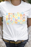 Book Worm Reading Floral Graphic Tee | White | Bookish Nostalgia