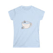 Hot Tub of Coffee & Music - Women's Softstyle Tee - Light Blue - Bookish Nostalgia