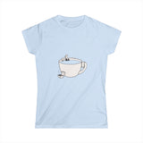Hot Tub of Coffee & Music - Women's Softstyle Tee - Light Blue - Bookish Nostalgia
