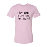 I Just Want To Stay Home And Read Design | T-Shirt | Heather Prism Lilac | Bookish Nostalgia 
