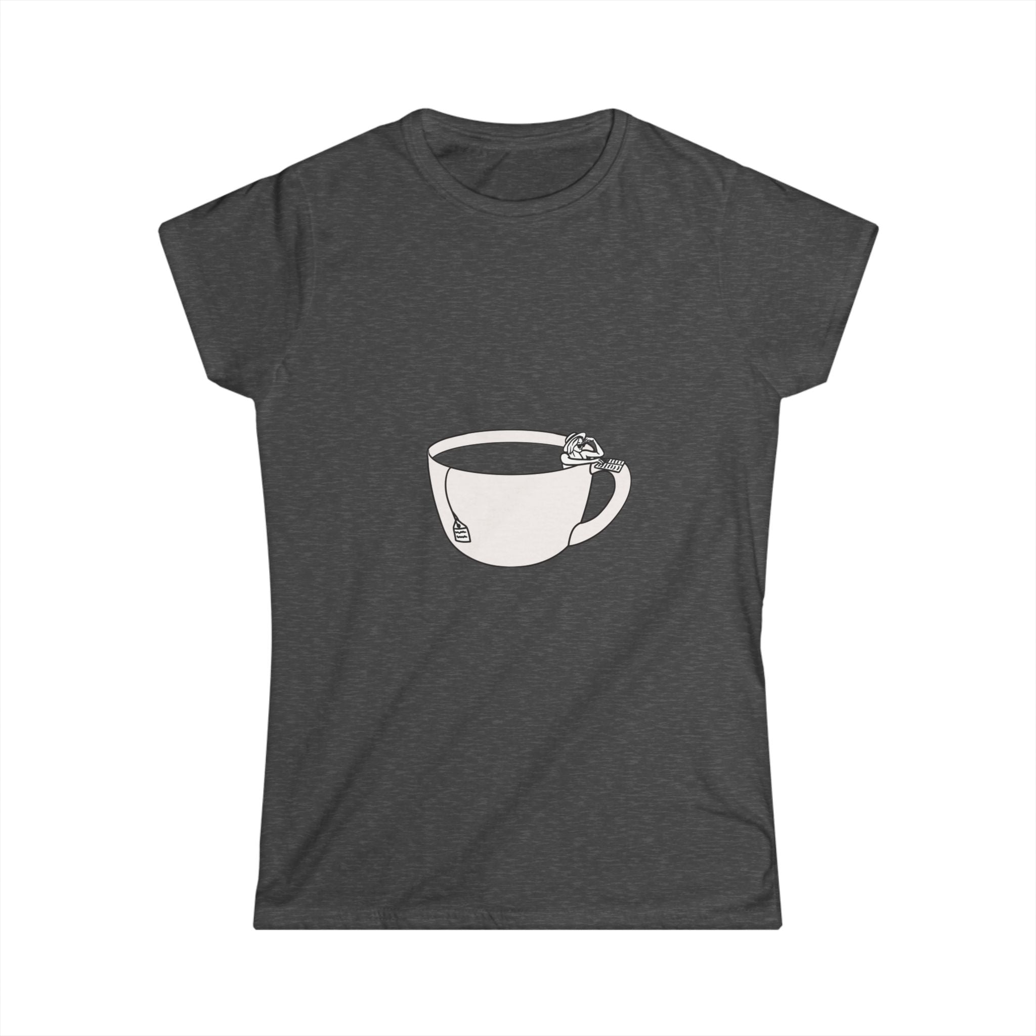 Hot Tub of Tea & Sun - Women's Softstyle Tee - Dark Heather - Bookish Nostalgia