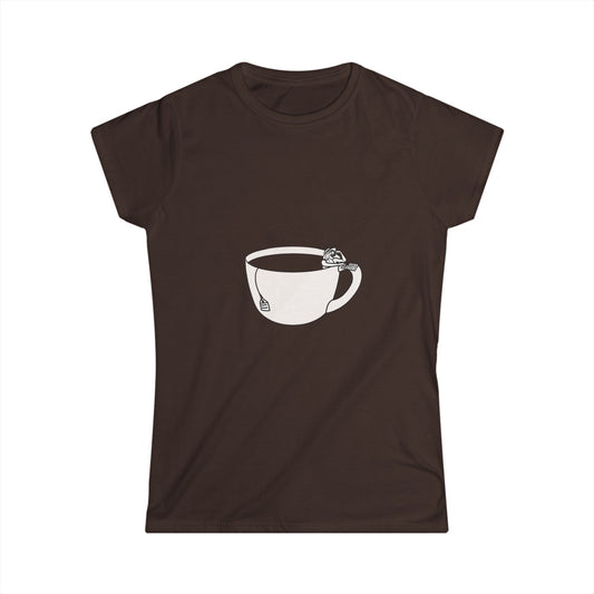 Hot Tub of Tea & Sun - Women's Softstyle Tee - Dark Chocolate - Bookish Nostalgia
