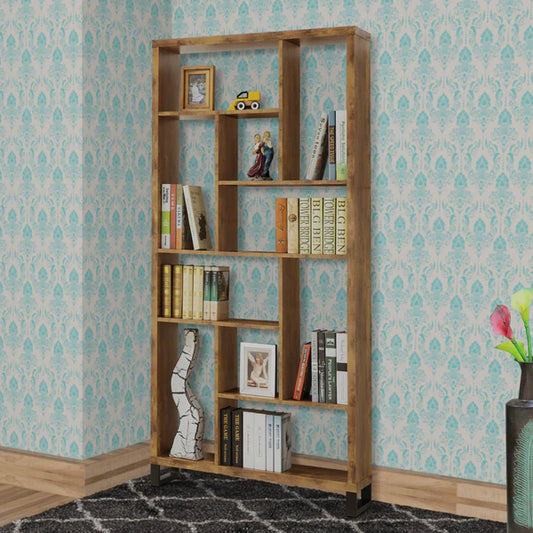 Metal And Wood Modern Style Bookcase With Multiple Shelves | Bookish Nostalgia