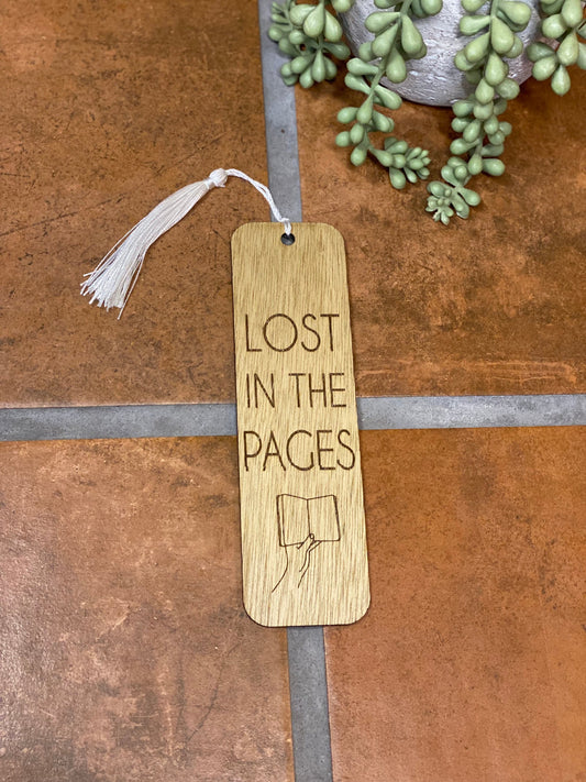 Lost In The Pages Design | Wooden Bookmark | Bookish Nostalgia 