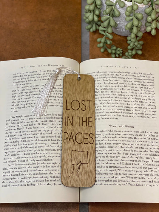 Lost In The Pages Design | Wooden Bookmark | Bookish Nostalgia 