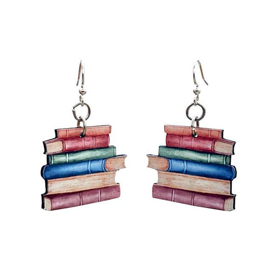 Literary Charm Wood Earrings | Bookish Nostalgia