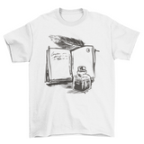 Open Book and Ink Jar Design | T-Shirt | White | Bookish Nostalgia