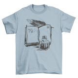 Open Book and Ink Jar Design | T-Shirt | Light Blue | Bookish Nostalgia
