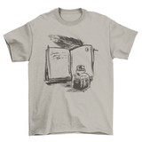 Open Book and Ink Jar Design | T-Shirt | Sand | Bookish Nostalgia