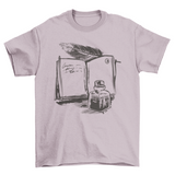 Open Book and Ink Jar Design | T-Shirt | Light Pink | Bookish Nostalgia