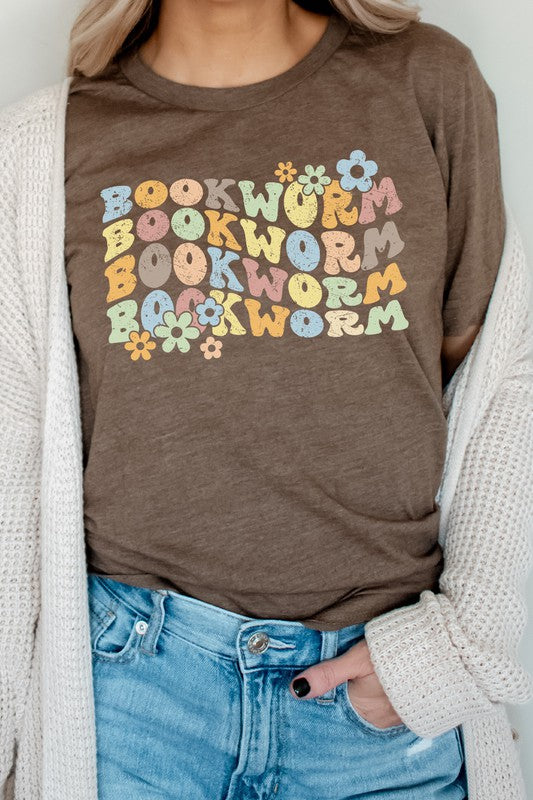 Book Worm Reading Floral Graphic Tee | Heather Brown | Bookish Nostalgia