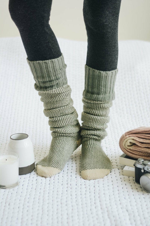 Cozy Ribbed Knit Lounge Socks | Mint | Bookish Nostalgia