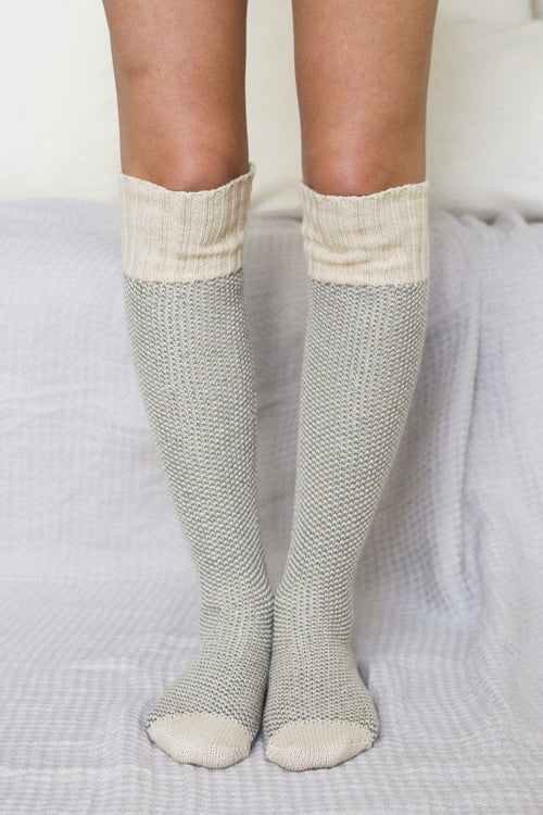Cozy Ribbed Knit Lounge Socks | Oatmeal | Bookish Nostalgia