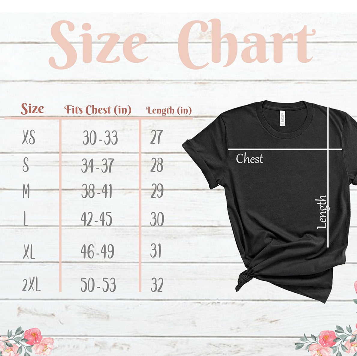 Drink Coffee Read Books Be Happy Design | T-shirt | Size Chart | Bookish Nostalgia