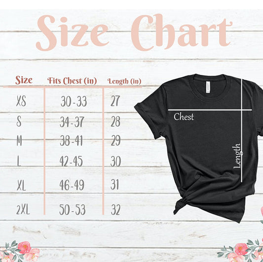 Drink Coffee Read Books Be Happy Design | T-shirt | Size Chart | Bookish Nostalgia