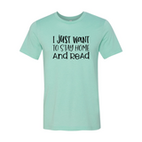 I Just Want To Stay Home And Read Design | T-Shirt | Heather Mint | Bookish Nostalgia 