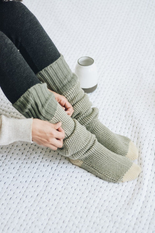 Cozy Ribbed Knit Lounge Socks | Mint | Bookish Nostalgia