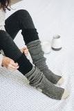 Cozy Ribbed Knit Lounge Socks | Black | Bookish Nostalgia
