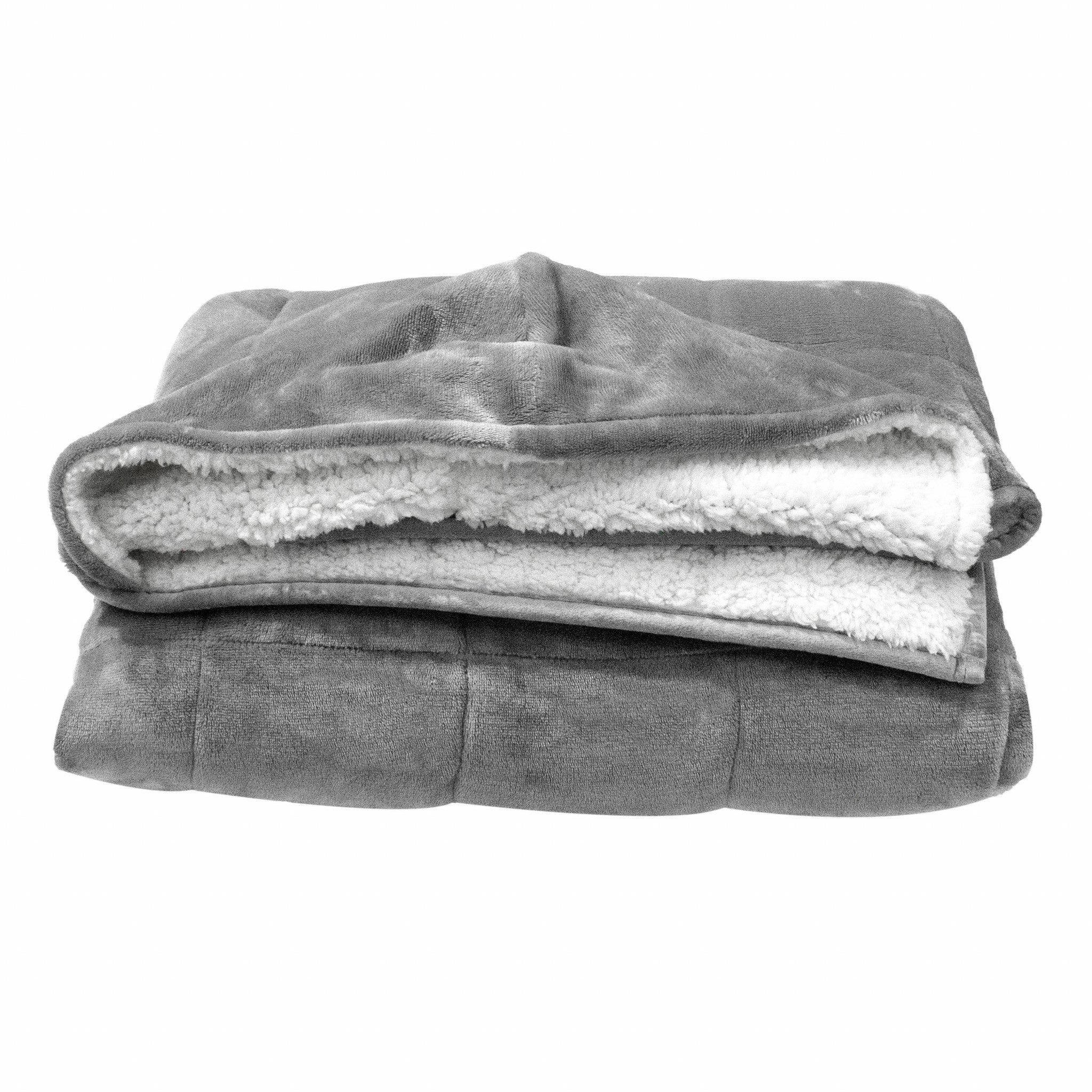 Grey Deluxe Hooded Weighted Velvet Throw Blanket - ShopCozyCorner