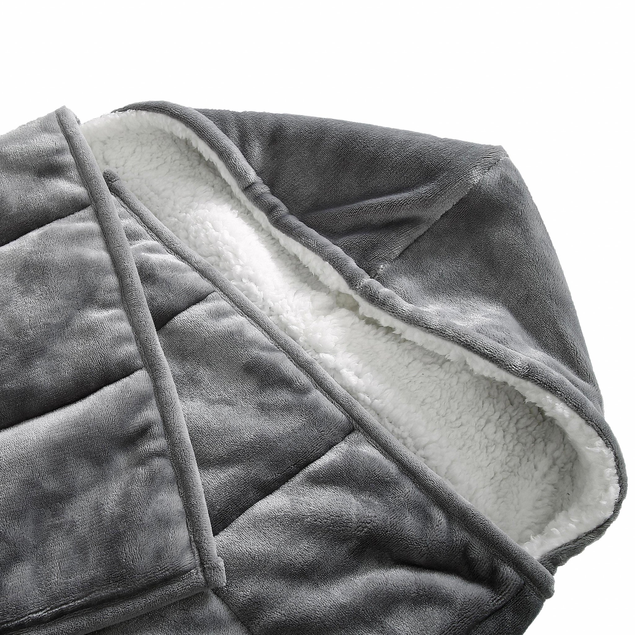 Grey Deluxe Hooded Weighted Velvet Throw Blanket - ShopCozyCorner