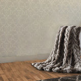 Faux Fur Braided Reverse Flannel Throw - Brown And Gray - ShopCozyCorner